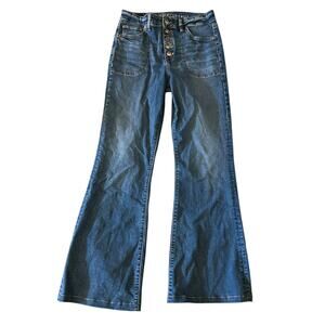 American Eagle Women’s Super High Rise Flare Jeans Size 10 Long Boho Casual